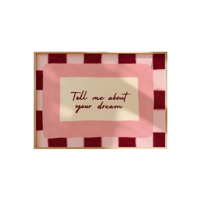 tableau impression toile rose moderne calligraphie chambre salon décoration sans cadre horizontal bedroom living