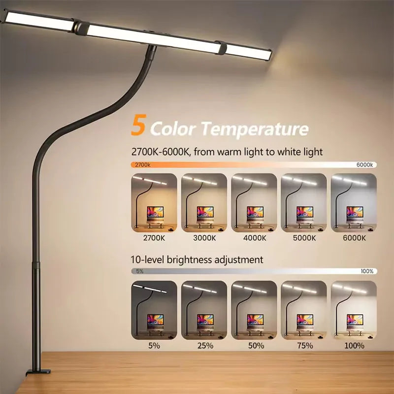lampe led flexible noir moderne pince réglable étude lecture