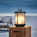 lanterne moderne noire rayures dorées extérieure ip65 led waterproof jardin