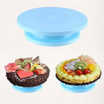 tourne gâteau moderne plateau plastique rose bleu violet blanc pâte décoration cake stand rotating