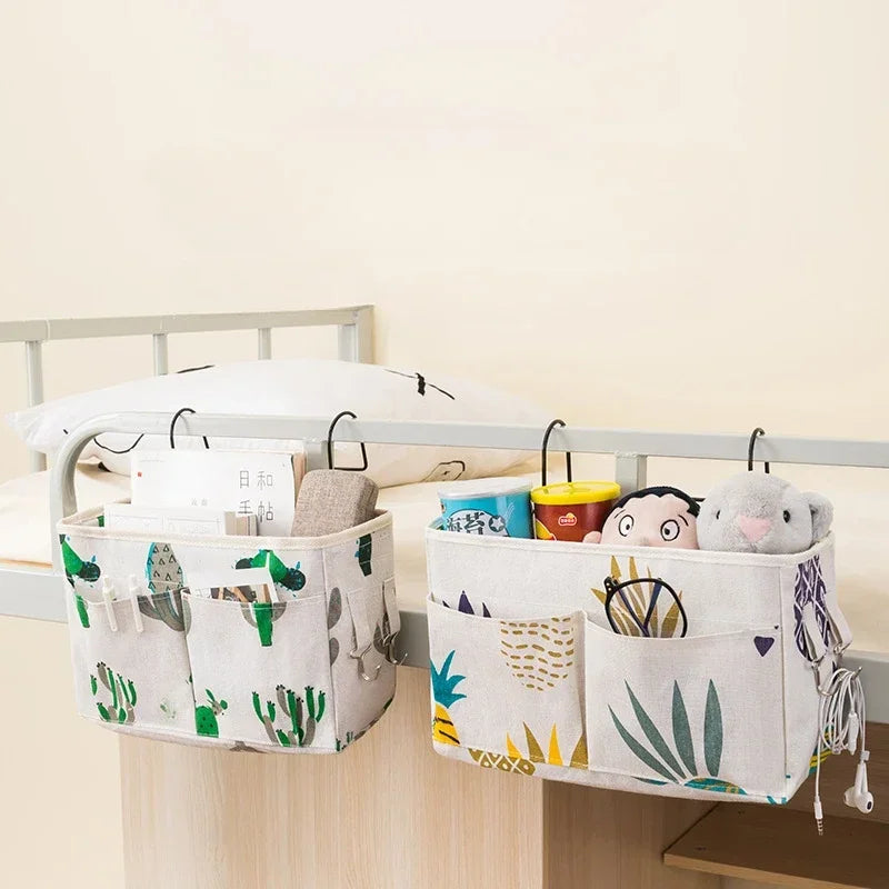 organisateur mural multi usage gris clair cactus moderne poches crochets métalliques rangement bébé