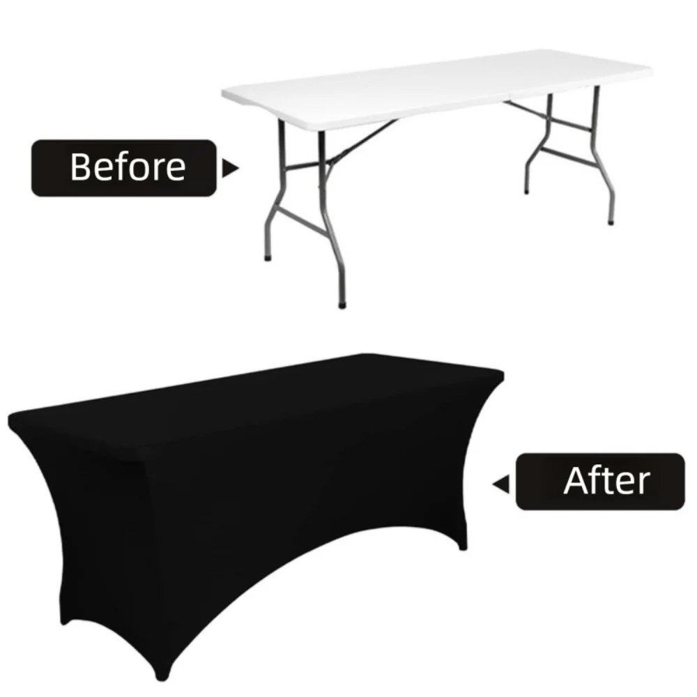 housses table réutilisables noires solides modernes adhésives fête pâques 4ft 6ft 8ft polyester