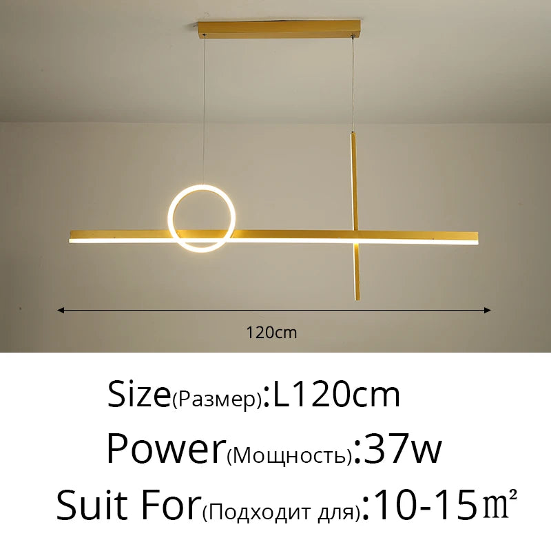 suspension lumineuse moderne or noir lignes géométriques led minimaliste