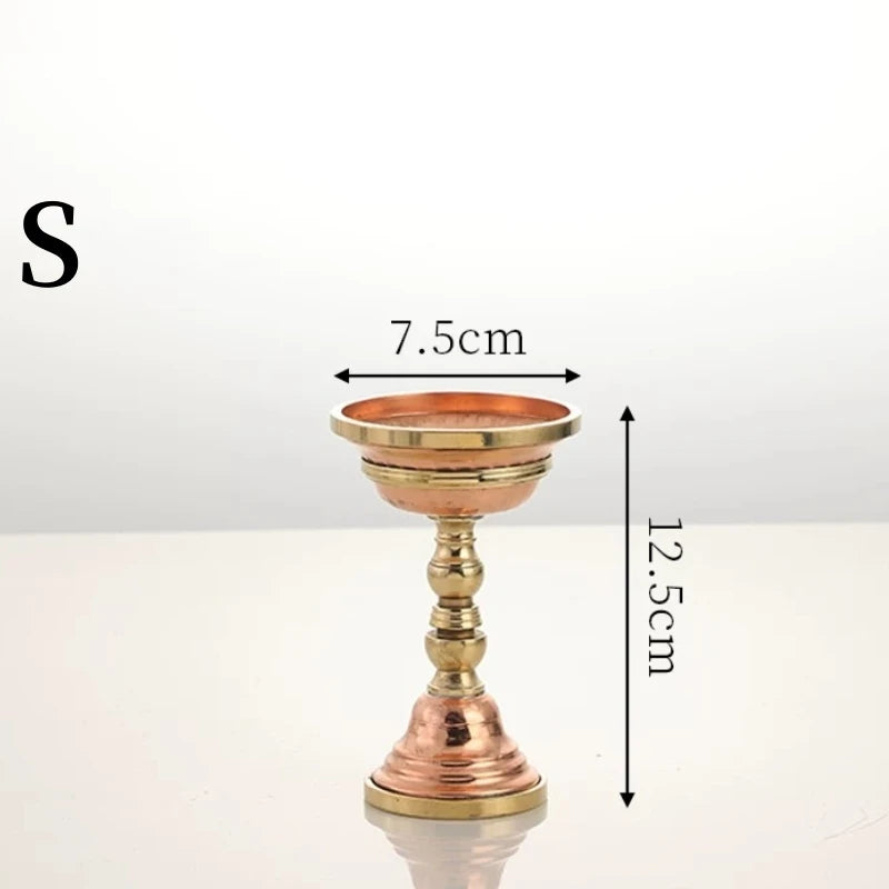 bougeoir cuivre doré vintage texture martelée finition brillante base plateau hauts classique religieux