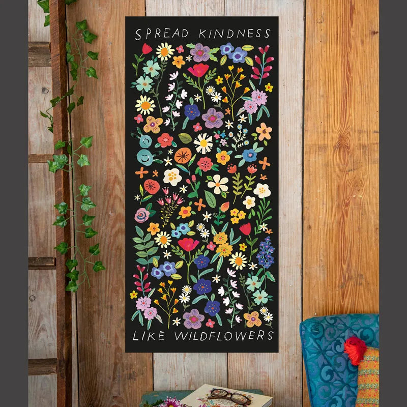 tapisserie boho multicolore fleurs variées fond uni décoration maison hippie mandala