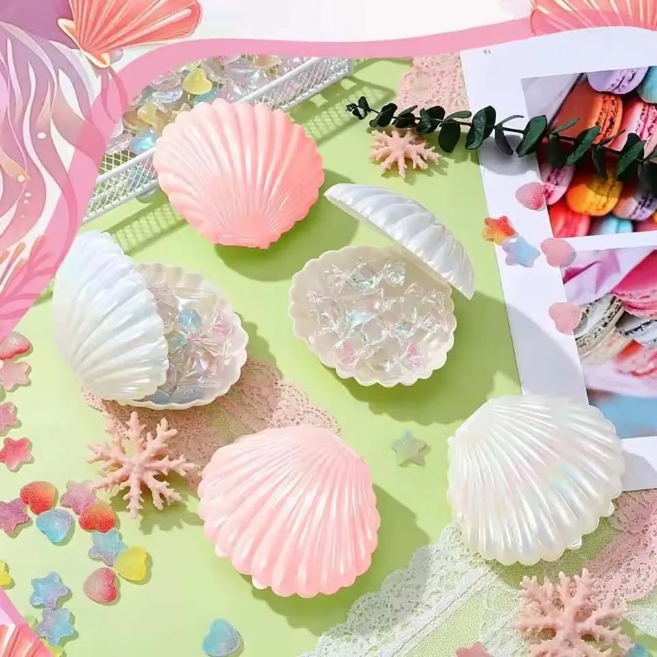 coquillages colorés plastique rose blanc violet rayures verticales modernes boîtes bonbons 10 pièces festives