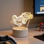 lampe led voiture course transparente moderne 3d câble usb base plateDecoration ambiance chambre enfants
