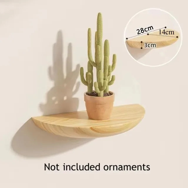 étagères murales modernes étagère bois marron rayures vase cactus bougie radio vintage plantes