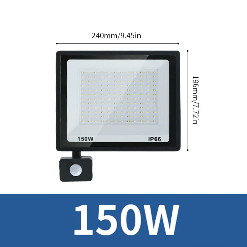 projecteur led extérieur noir capteur mouvement étanche aluminium mur jardin sécurité