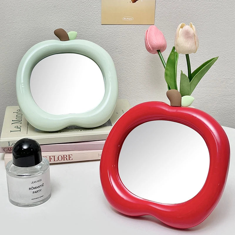 miroir maquillage forme pomme moderne couleur vert rouge décoration chambre