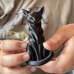 statue chat moderne rayures noires blanches intérieur extérieur décoration étagère stylisée opaquemodelemodernestylise