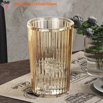 verres dents transparents moderne élégants rayures verticales couleurs doré vert olive gris fumé