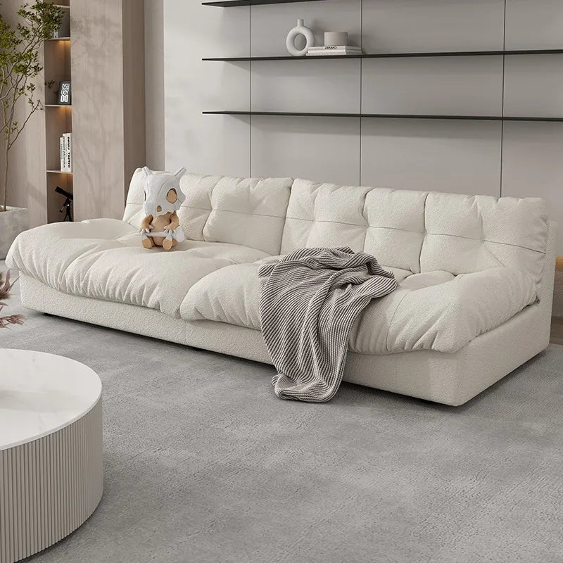 canapé blanc simili cuir moderne coussins 180 240 300 cm