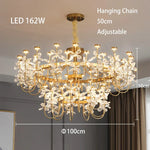 lustre or transparent fleurs cristal classique chaîne éclairage intérieur decoration