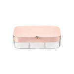 boîte bijoux velours rose clair moderne compartiments transparent couvercle élégant ondulé fixations bijoux voyage