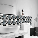 carreaux muraux pvc adhésifs moderne noirs gris blancs brillants 30 pièces décoration intérieure cuisine