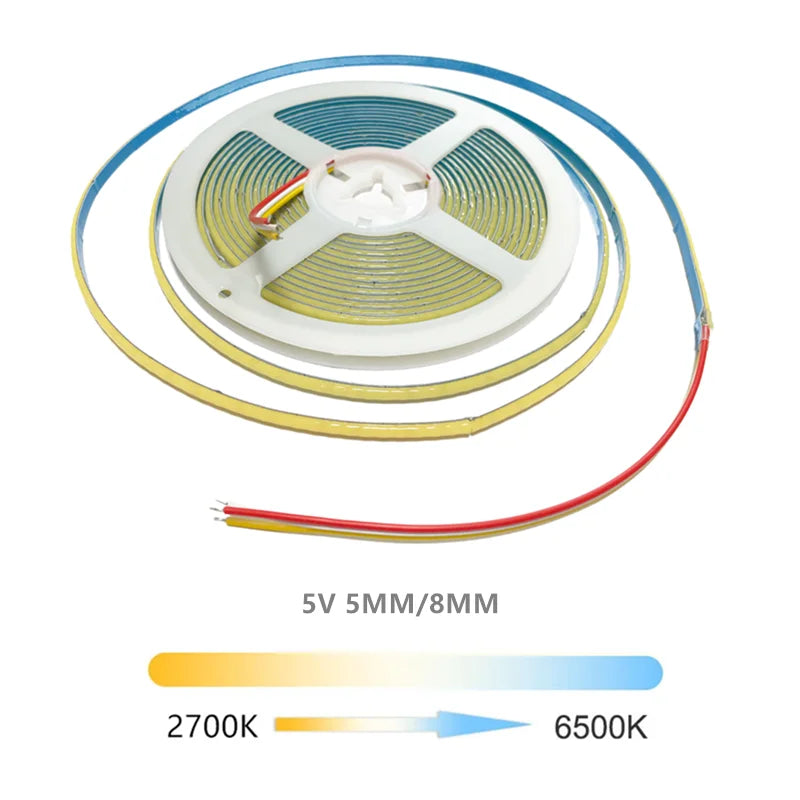 ruban led flexible blanc moderne 2700k 6500k adhésif dimmable 5mm 8mm 10mm