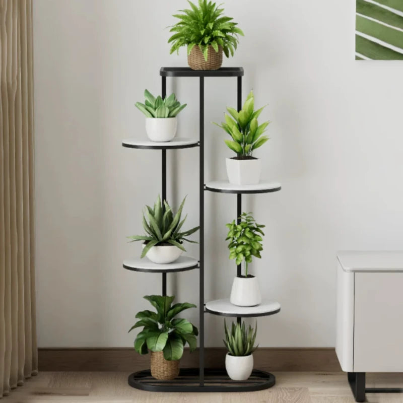 étagère métal multi niveaux plantes moderne extérieur intérieur or noir blanc