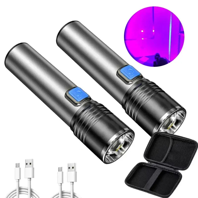 lampe torche uv rechargeable 5w gris noir lisse moderne 395nm ccc fcc rohs