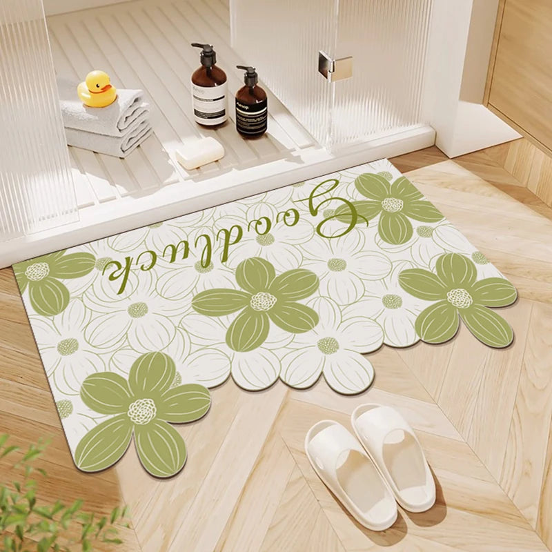 tapis sol salle bain motif fleurs modernes antidérapant absorbant imperméable porte toilettes