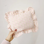 oreiller bébé vichy doux rose clair vert olive coussin amovible coton polyester