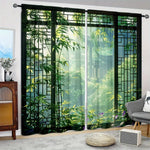 rideaux vert noir bambous semi transparent moderne oriental anneaux métalliques deux pièces polyester