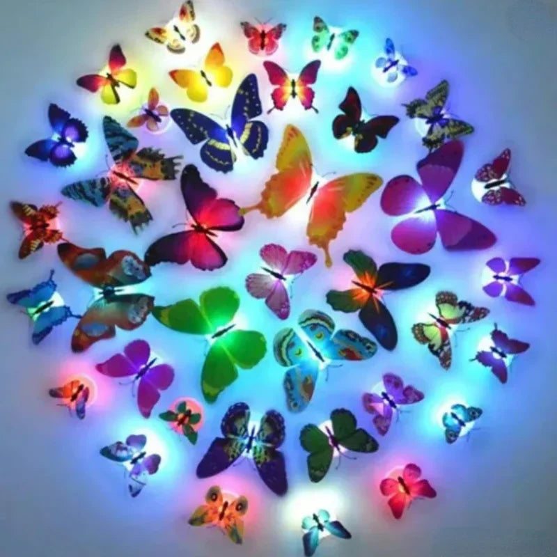 veilleuses led papillons multicolores brillants adhésifs modernes extérieures intérieures 10pcs 5pcs random color