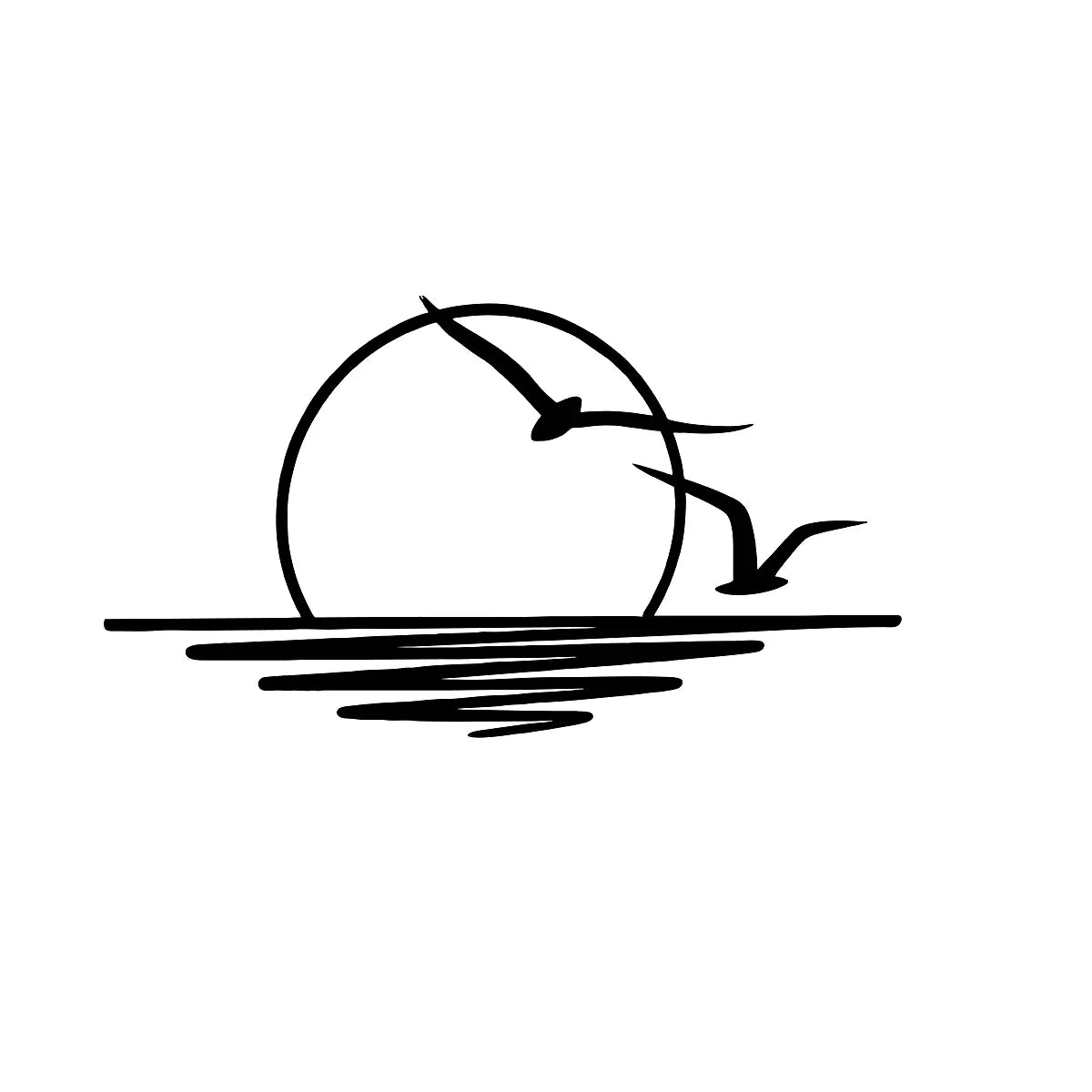 sticker mural minimaliste soleil oiseaux eau noir salon chambre decoration métal illustration simple suspensible