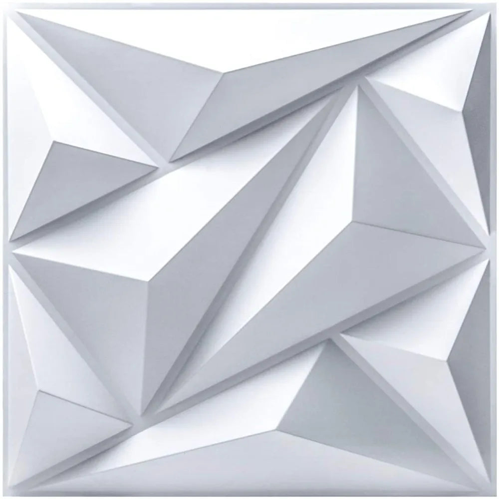 panneau mural moderne blanc triangles géométriques adhésif décoration intérieure relief PVC