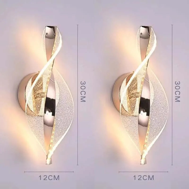 lampes murales modernes or blanc abat jour translucide spirale trois couleurs lumière chambre coucher