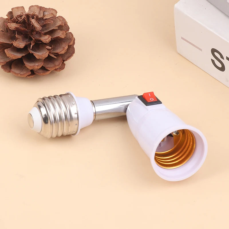 adaptateur lampe blanc chrome moderne interrupteur rotatif vis E27 adhésif flexible conversion douille support