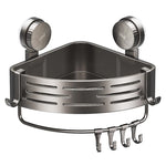 étagère salle bain gris moderne ventouse rangement bain murale ajourée crochets suction