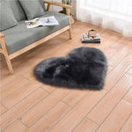 tapis forme coeur fausse fourrure doux blanc rose chambre sol