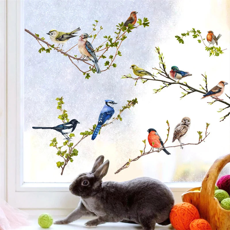 Décoration murale vinyle oiseaux sur branche