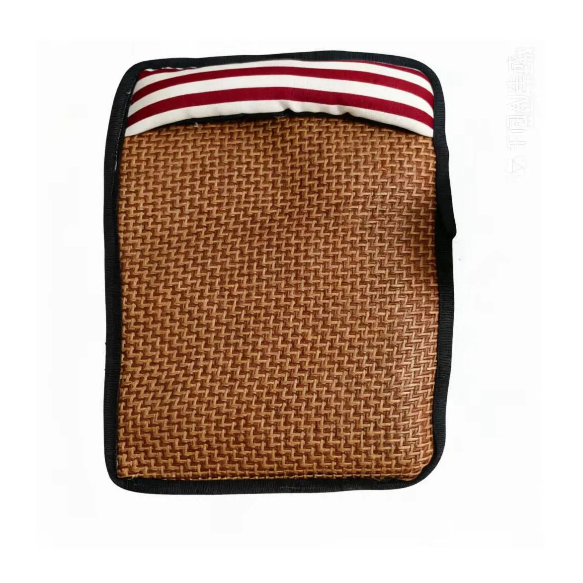 tapis rayé lin refroidissant chiens moderne confortable marron clair noir blanc rouge