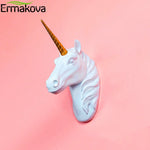 décoration murale tête licorne résine moderne or blanc fixations inclusées