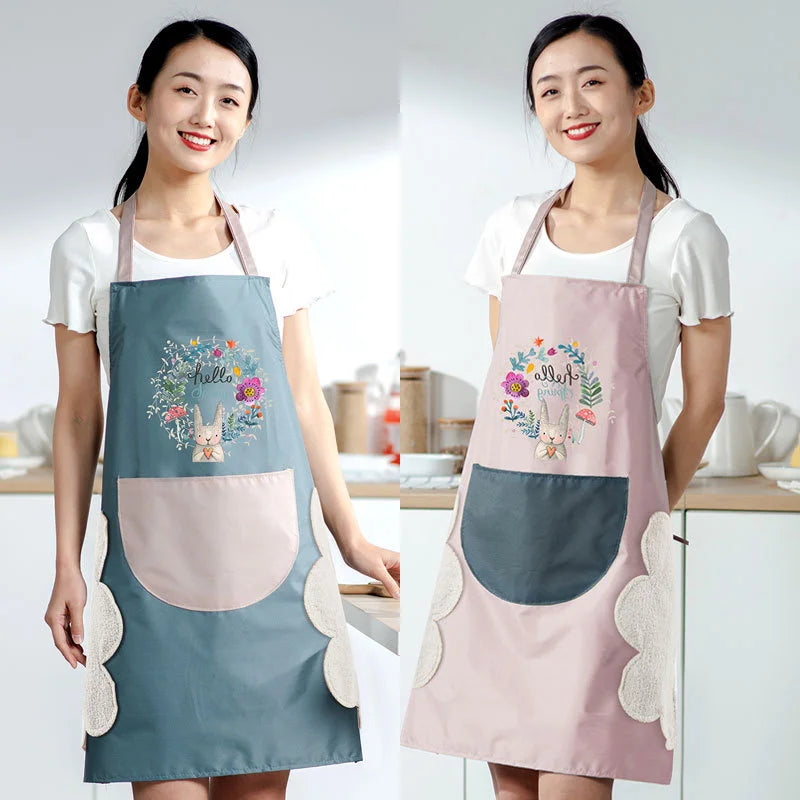 tablier cuisine femme floral hello spring poches serviette cœur décontracté