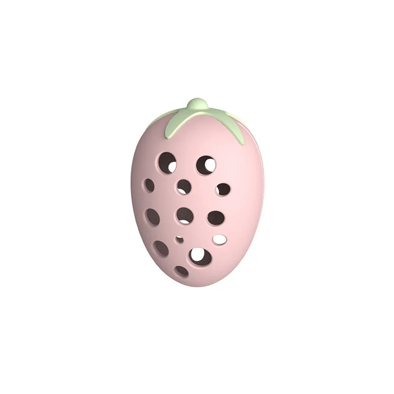 boîte rangement éponges maquillage forme fraise motif graines rose moderne anti poussière réutilisable