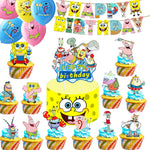 accessoires fête spongebob happy birthday ballons bannières cupcakes toppers anniversaire enfants thèmes cartoon