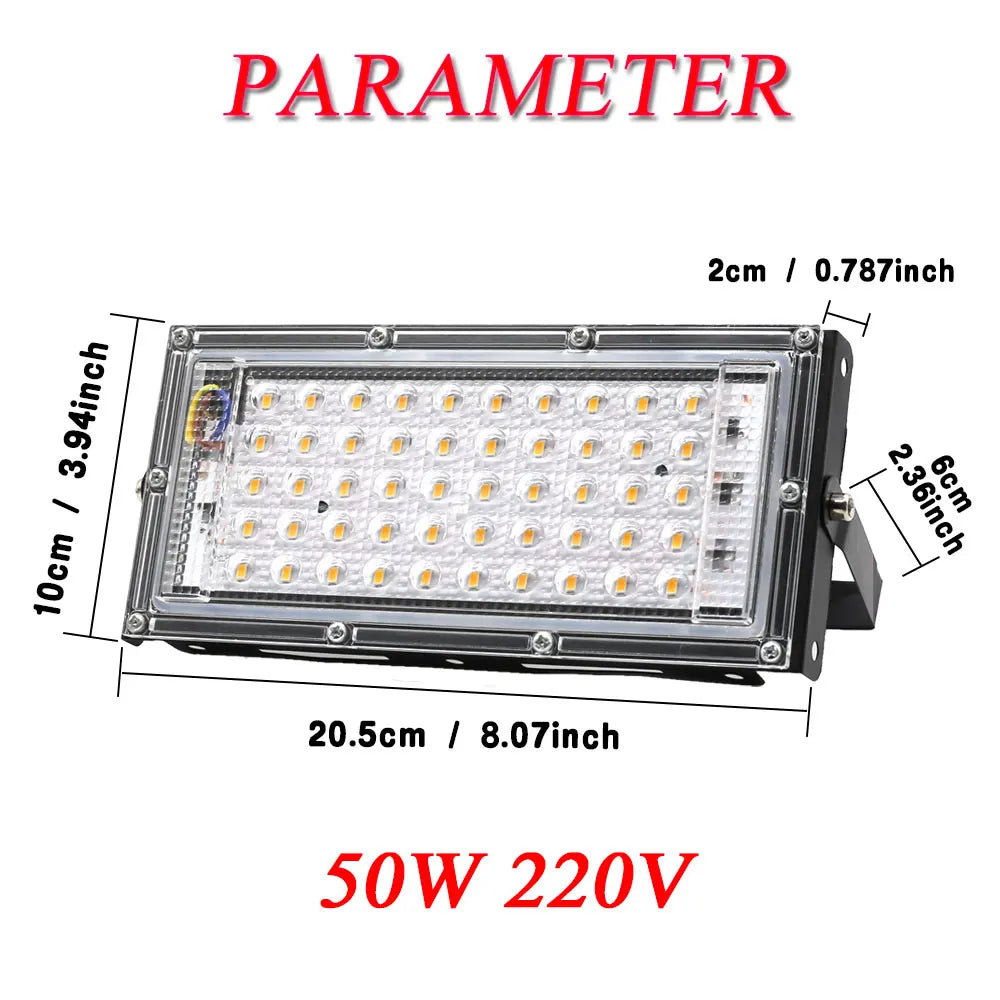 projecteur led noir moderne ip65 étanche 220v 50w extérieur jardin fixations