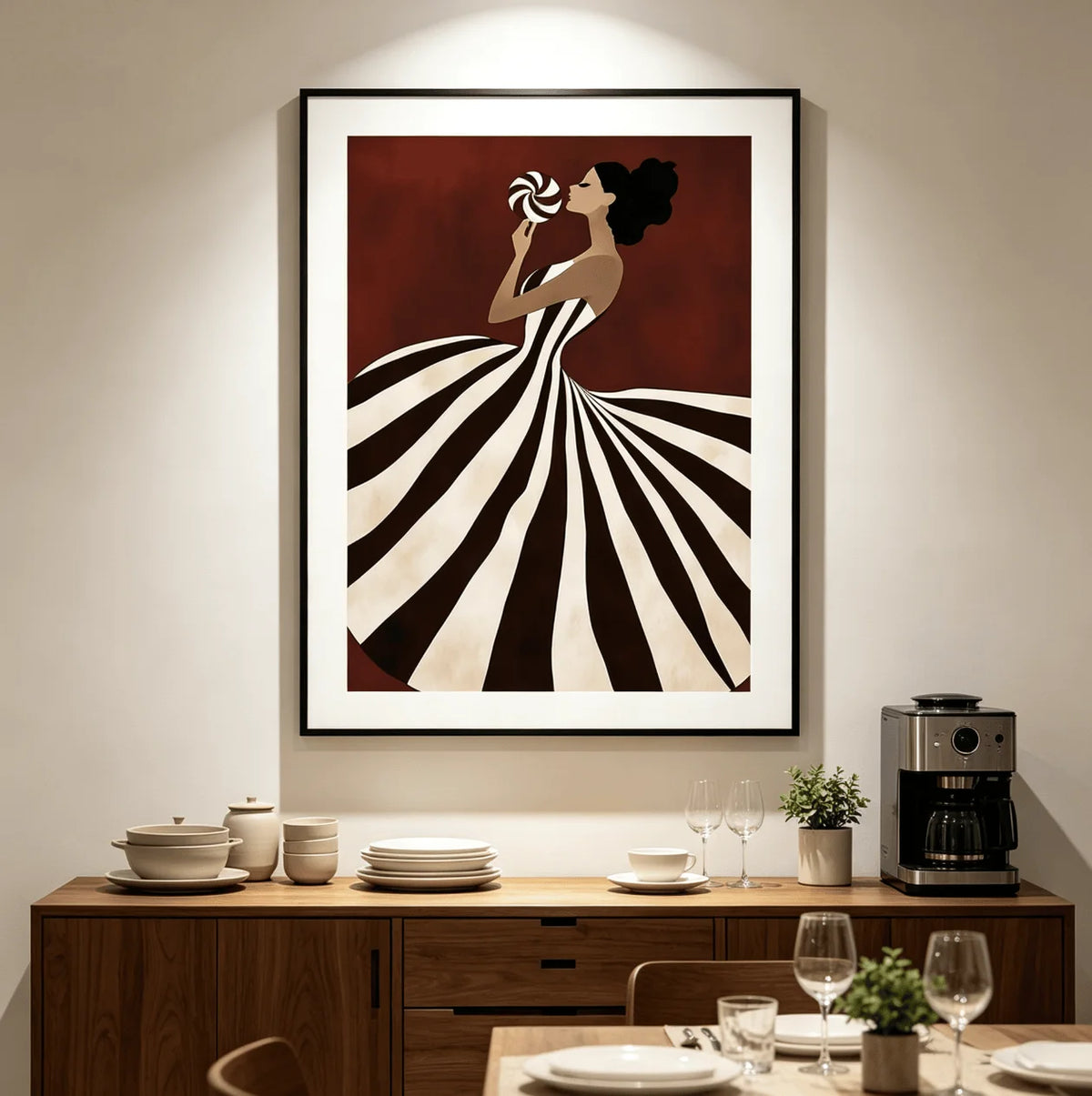 affiche abstraite rayées rouges moderne sans cadre toile impression murale chambre salon