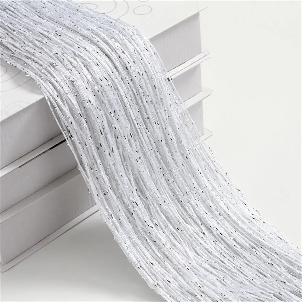 rideau franges transparent moderne argenté beige barre métallique suspension 100x200cm