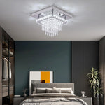 lustre suspendu cristal moderne led blanc transparent télécommande salon salle manger
