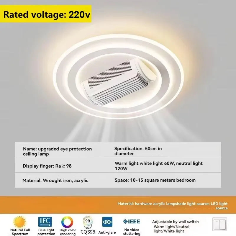 ventilateur led blanc moderne minimaliste reversible couleurs télécommande silencieux chambre salon
