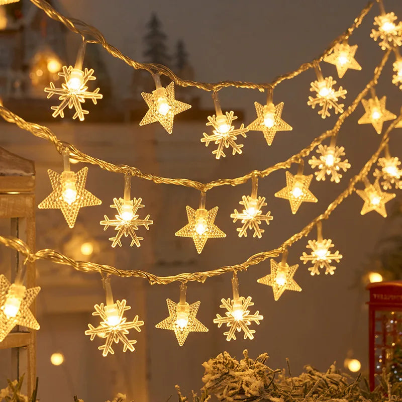 guirlande lumineuse xmas étoiles boules noël blanc chaud clips décoration intérieure extérieure festive led