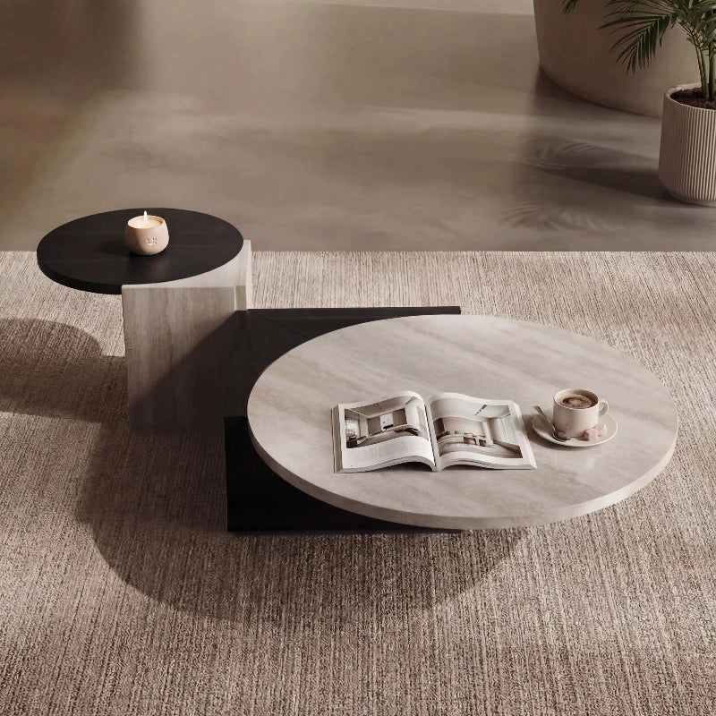 tables basses modernes bois marbre gris clair noir sans porte assemblage facile meubles salon