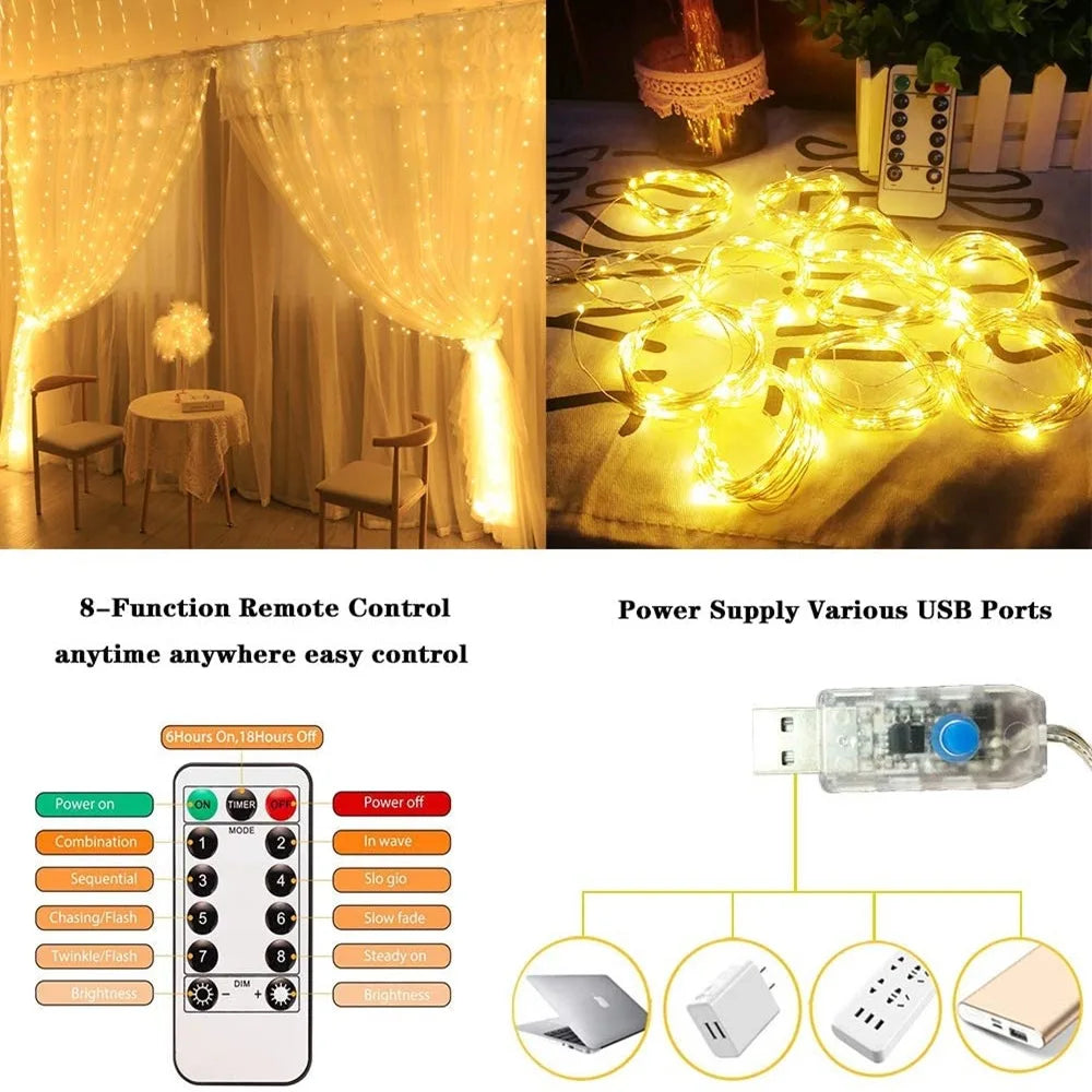guirlande led multicolore 3m fonctions télécommande noel mariage anniversaire moderne