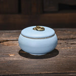 pot thé céramique classique poignée métallique couvercle texture grainée décoratif
