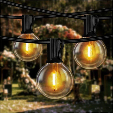 guirlande lumineuse solaire 25 ampoules led jaune doré ip65 vintage modes clips
