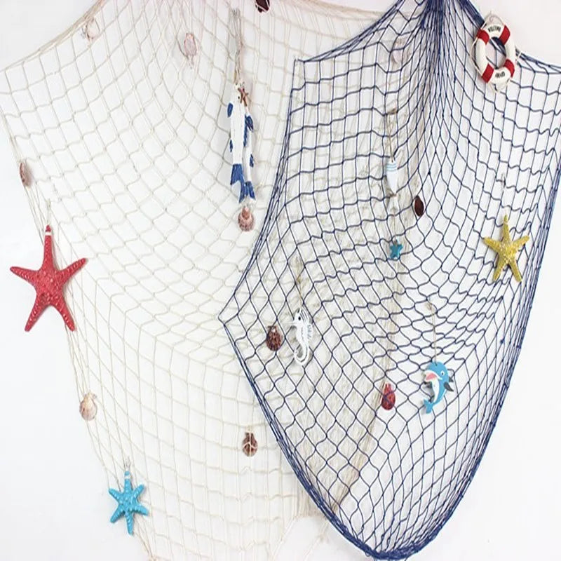 filet pêche decoratif bleu blanc decoration murale nautique maison thuyền cứu hộ trang trí